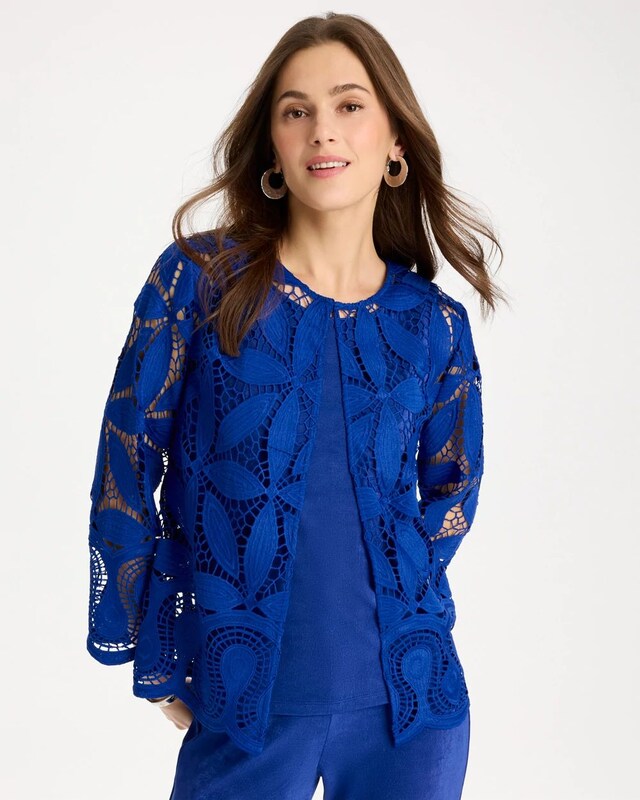 Travelers Collection Macrame Lace Jacket - image 1